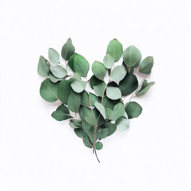 LoveFilled Eucalyptus Illustration White Background Generative AI