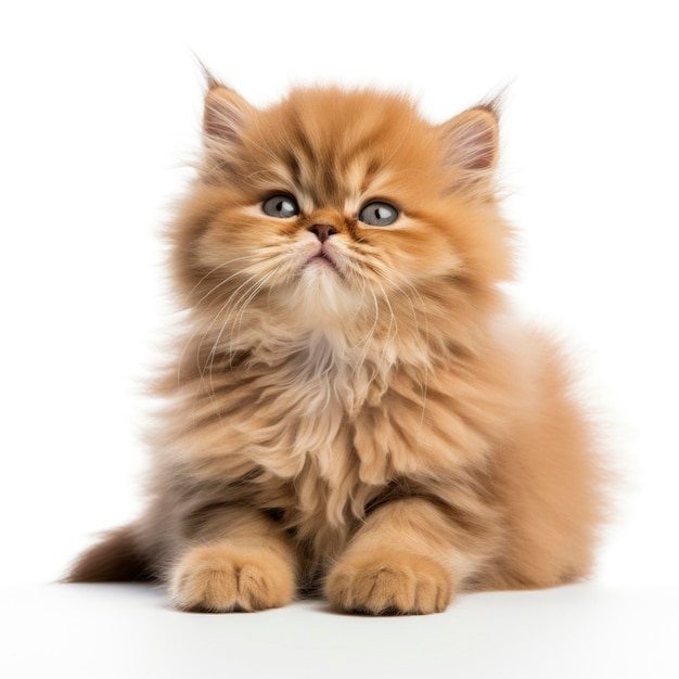 Lovely baby persian cat in white background