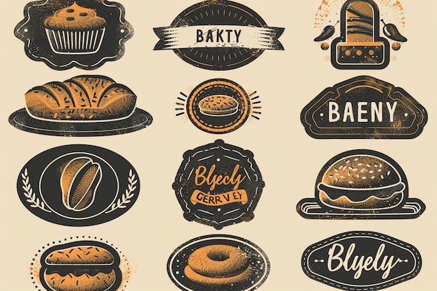 Photo lovely bakery badges in vintage style