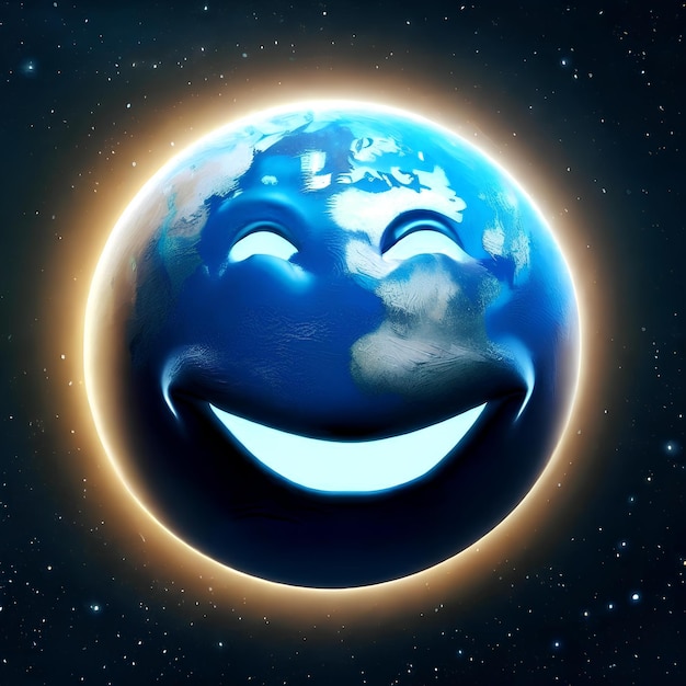 Lovely and beautiful image of planet earth smiling for World Smile Day