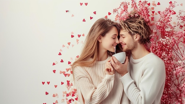 Photo lovely couple love background kissing affection love kiss day background ai generative