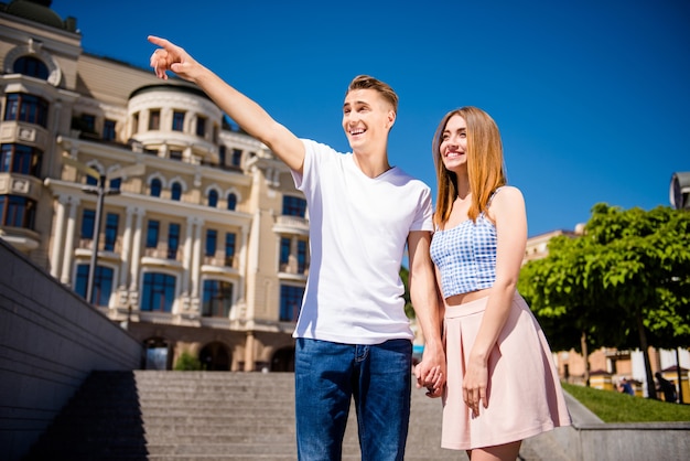 Lovely couple together in the city