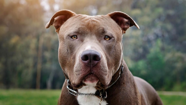 Photo lovely but dangerous pitbull and puppies with up shots