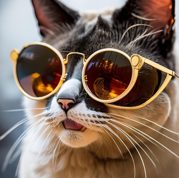 Lovely and funny cat with sunglasses