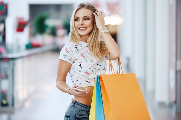 Lovely girl at shopping mall