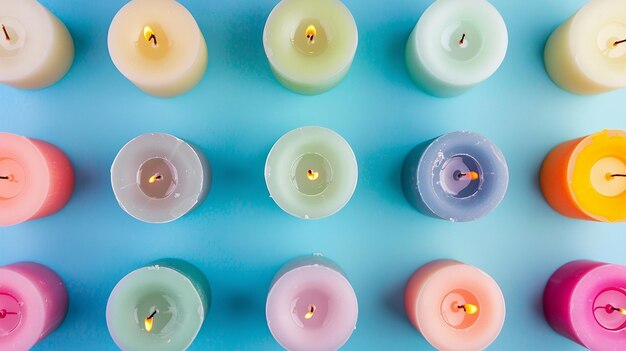 Photo lovely homemade tinted wax candles isolated