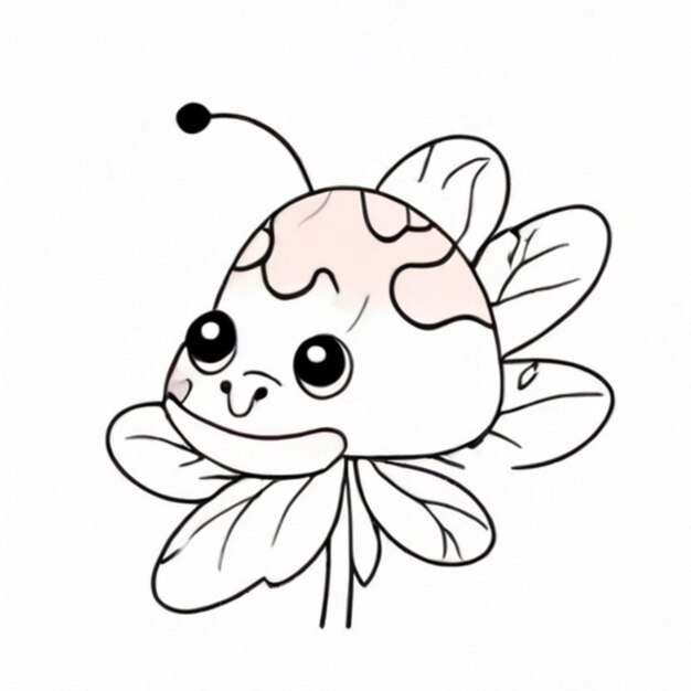 Photo lovely ladybug on a flower line drawing simple line art coloring page style white background