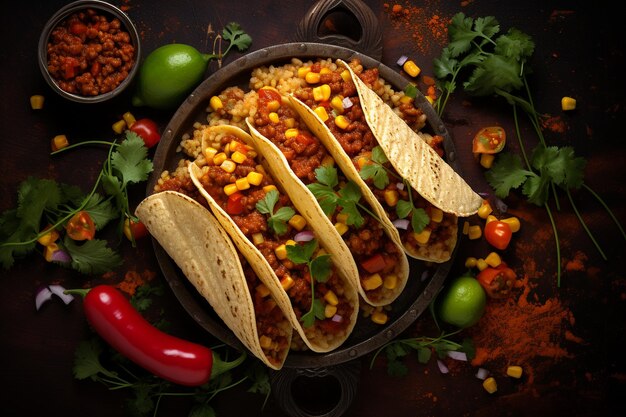 Lovely mexican food tacos top view graphy inspiration