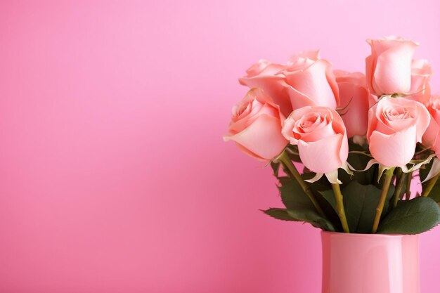 Lovely pink roses with copy space