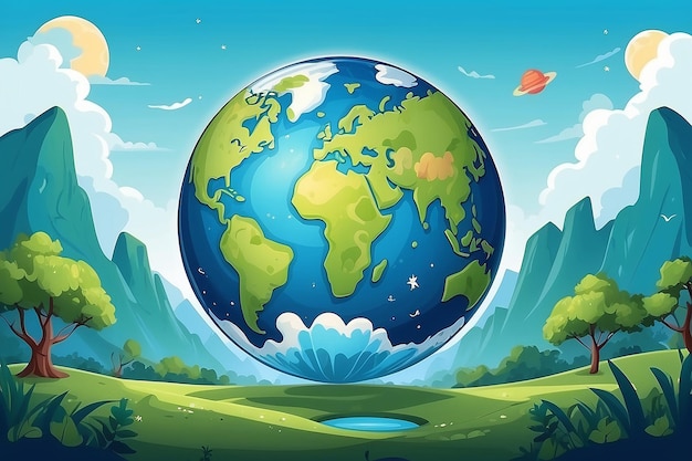 Lovely planet earth with cartoon style