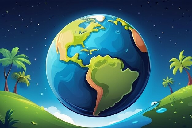 Lovely planet earth with cartoon style