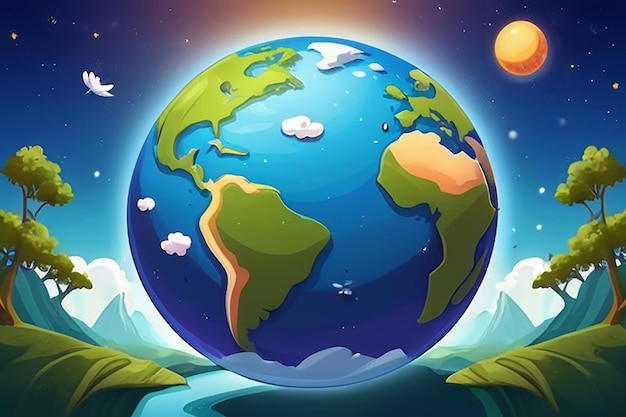 Lovely planet earth with cartoon style