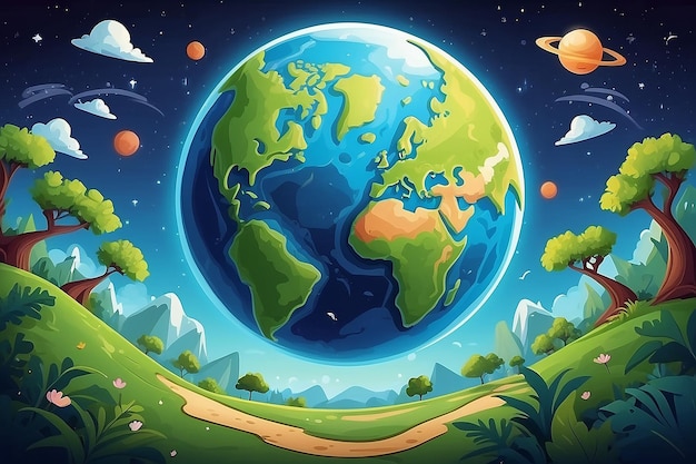 Lovely planet earth with cartoon style