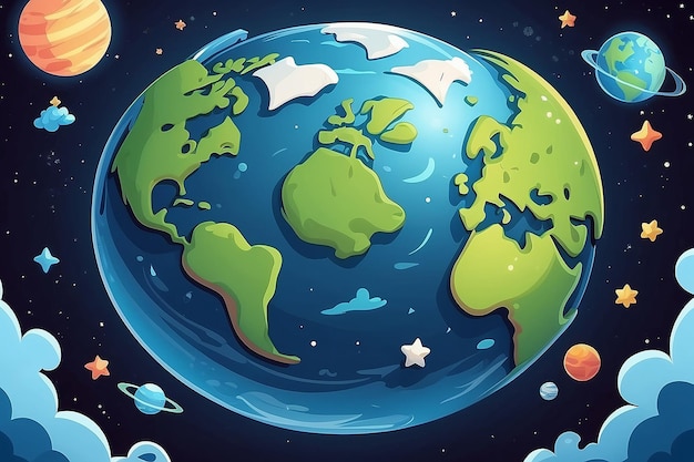 Lovely planet earth with cartoon style