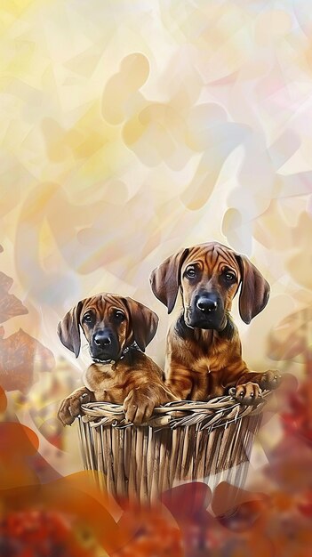 lovely puppies in a basket