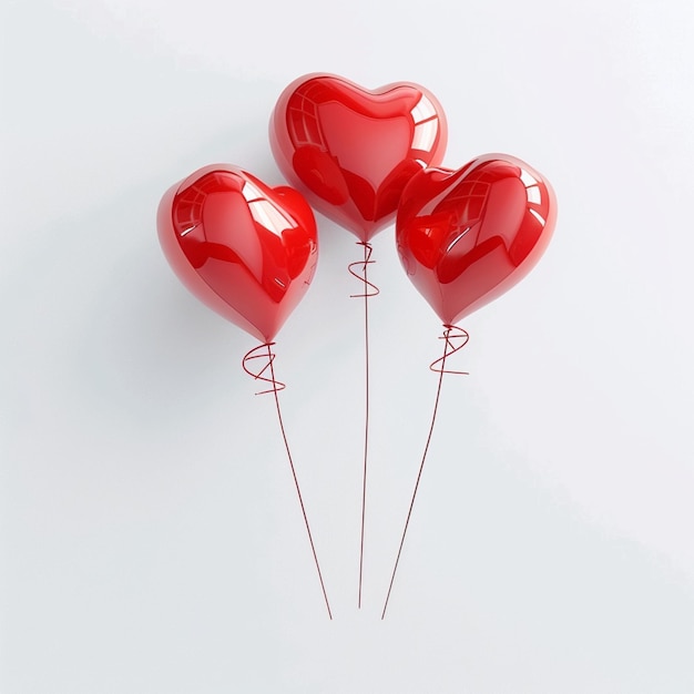 Photo lovely red heart shaped balloons floating against a simple background