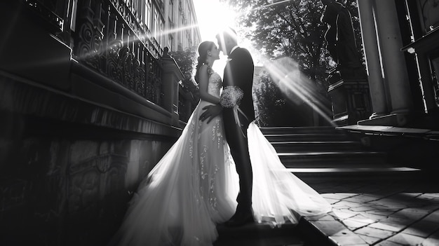 Photo a loving bride and groom captured during their wedding day photoshoot