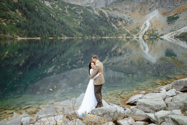 Loving couple at the lake