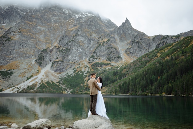 Loving couple at the lake