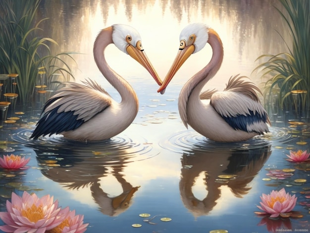 Loving mates birds beauty swans pair HD wallpaper