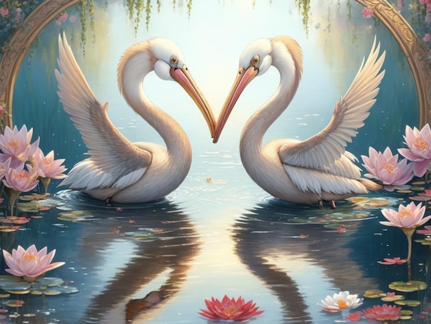 Loving mates birds beauty swans pair HD wallpaper