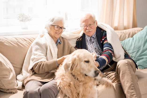 Loving Senior Couple with Dog