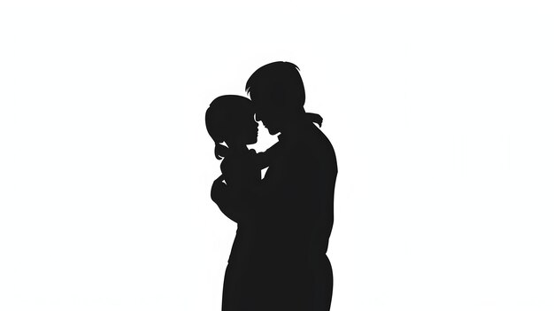 Loving Silhouette of Child Embracing Parent in Tender Moment