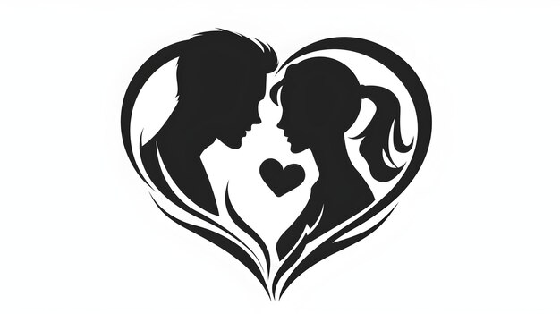 Loving Silhouette Embrace of Romantic Couple Expressing Affection and Unity