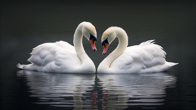 A loving swan couple cuddling together AI generated