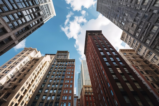 Low angle of high rise glass buildings