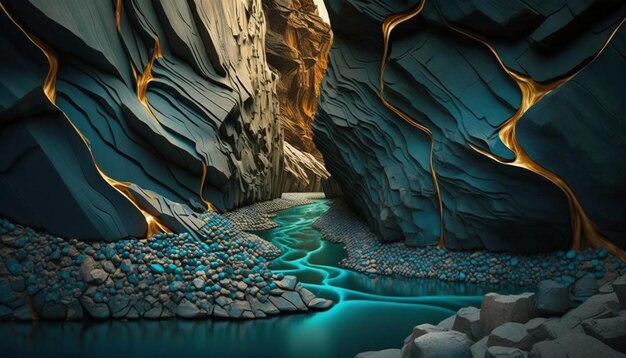 Low angle perspective photography turquoise river.