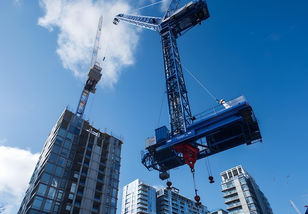 Photo low angle photo of a blue crane lifting at a constru 1720935466 3