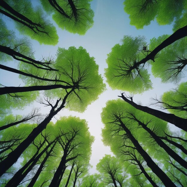 Low angle photography of green trees