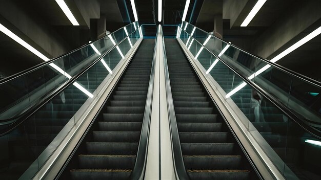 Low angle shot of an escalator with dirtproof grating