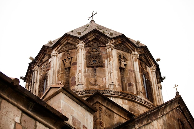 Low-angle shot of the old Gandzasar monastery in Nagorno-Karabakh (Artsakh) republic