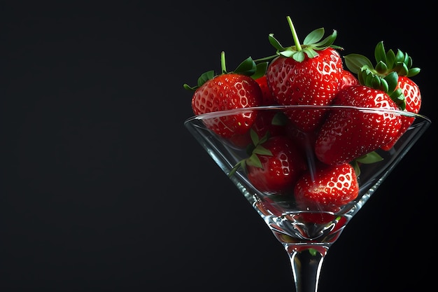 Low Angle Shot of Strawberries in Martini Glass