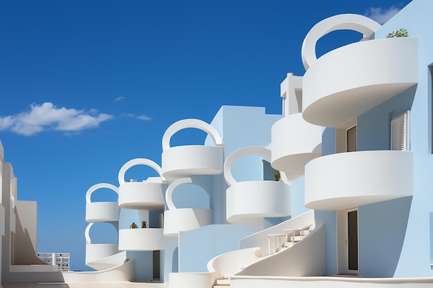 Low Angle Shot of a White Modern Building Facade