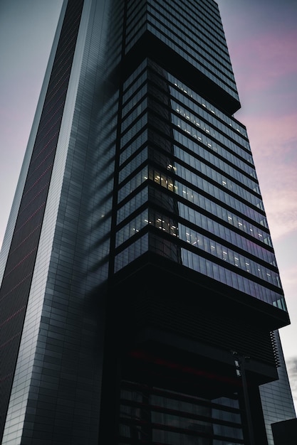 Low angle view of the beautiful skyscraper during the sunset