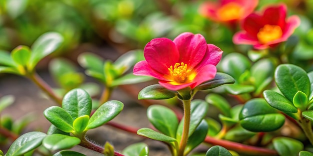 Photo low angle view of common purslane weed in a field selective focus