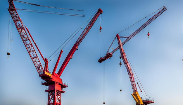 Photo low angle view of cranes against clear blue sky