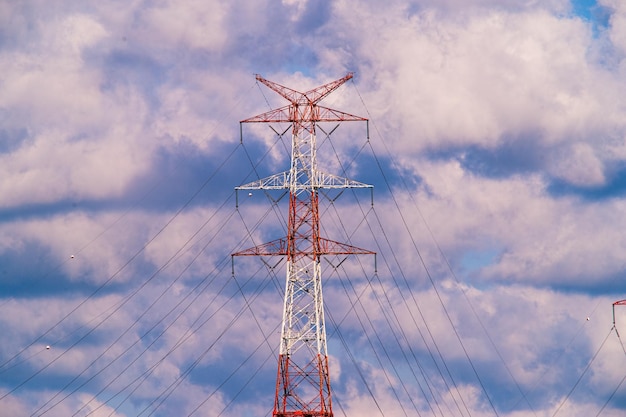 Low angle view of electricity pylon against sky