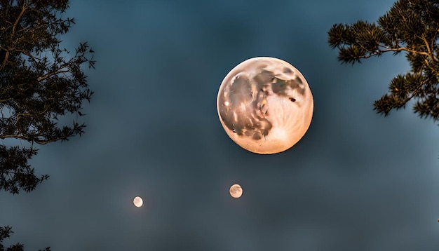 Photo low angle view of full moon against clear night during eclipse