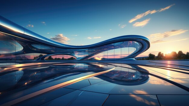 Low angle view of futuristic architecture Skyscraper of office building with curve glass window