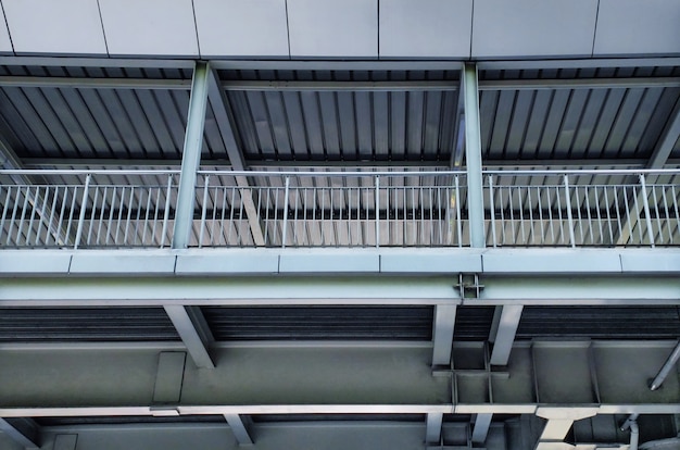 Low Angle View of Metal Structure of Elevated Walkway