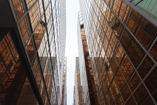 Low angle view of modern buildings against sky