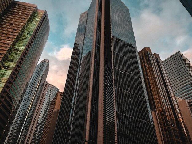 Low angle view of modern buildings against sky