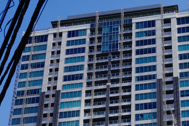 Low angle view of modern buildings against sky