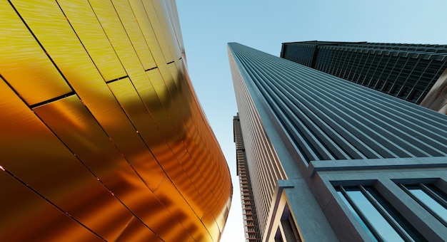 Low angle view of modern curve shape design buildings