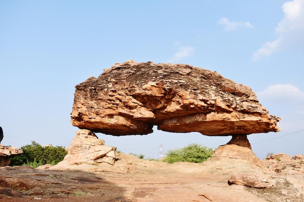 Low Angle View Of Rock Formations Against Sky