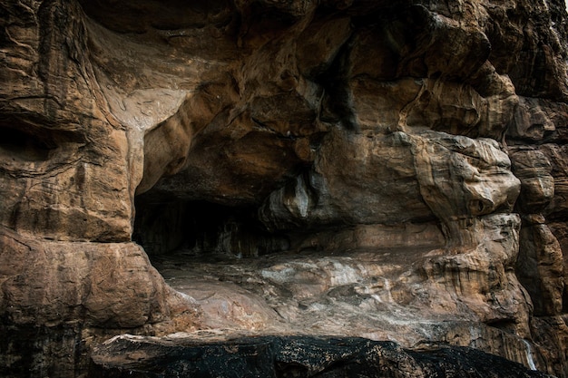 Low angle view of rock formations